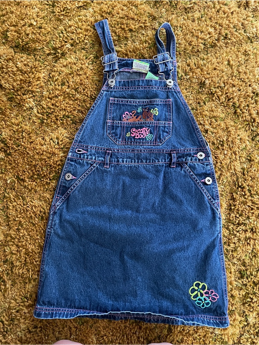 Scooby-Doo! Cartoon Network vintage Blue denim overalls Embroidered Logo Girls 6